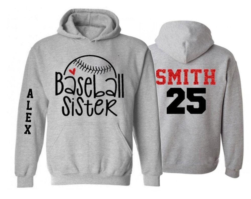 Glitter Baseball Sister Hoodie | Customize with your Team & Colors | Adult or Youth Sizes