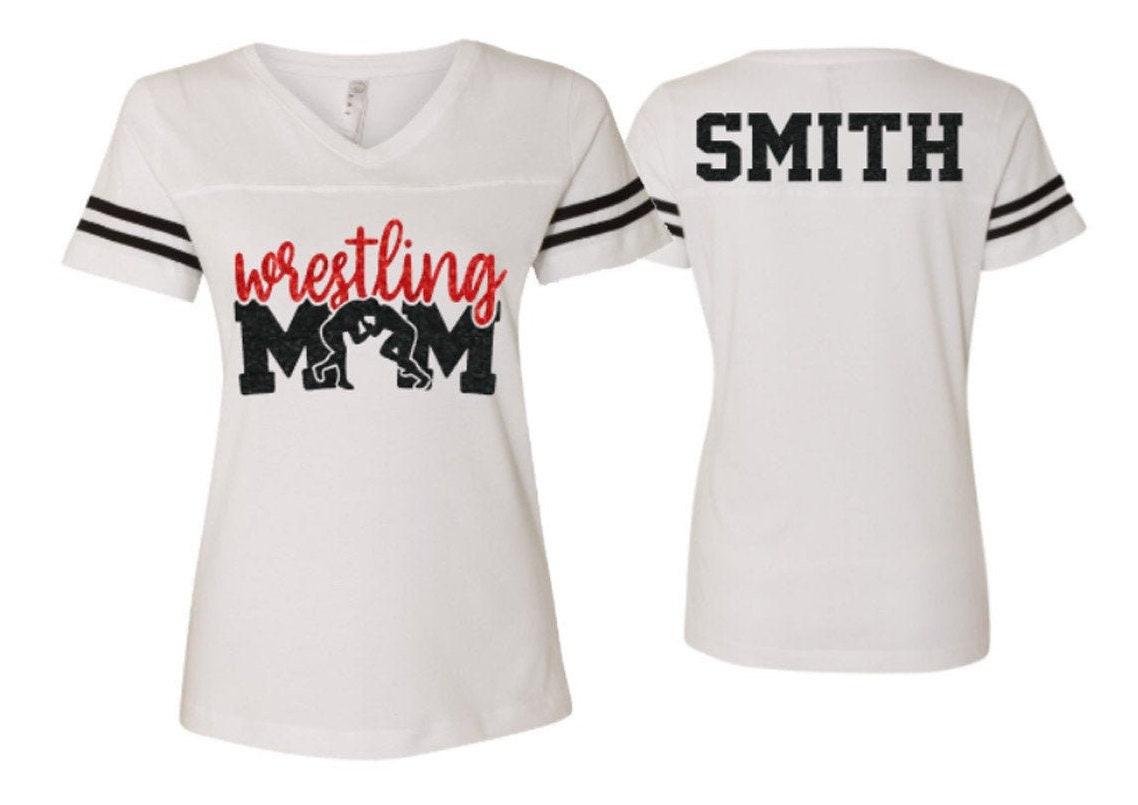 Glitter Wrestling Shirt | Wrestling shirts | Wrestling Mom Shirt | Wrestling Spirit wear Wrestling Short Sleeve V-neck Shirt | Customize