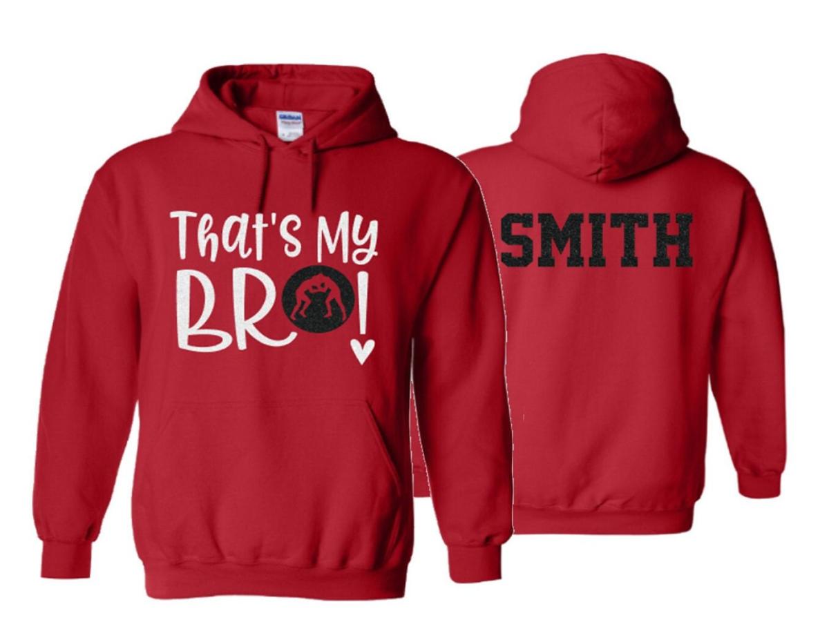Glitter Wrestling Hoodie | Sister Wrestling Hoodie | That&#39;s My Bro Wrestling Sister | Customize Colors | Adult or Youth Sizes