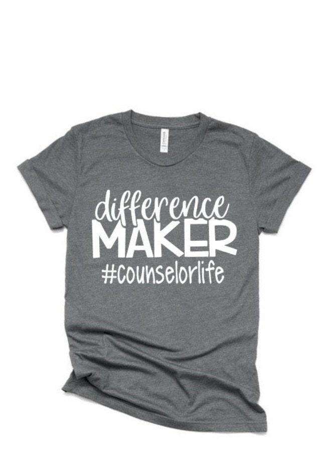 Difference Maker Counselor shirt | Teacher Life Shirt | Teacher Shirts | Teaching Shirts | Short Sleeve t-shirt