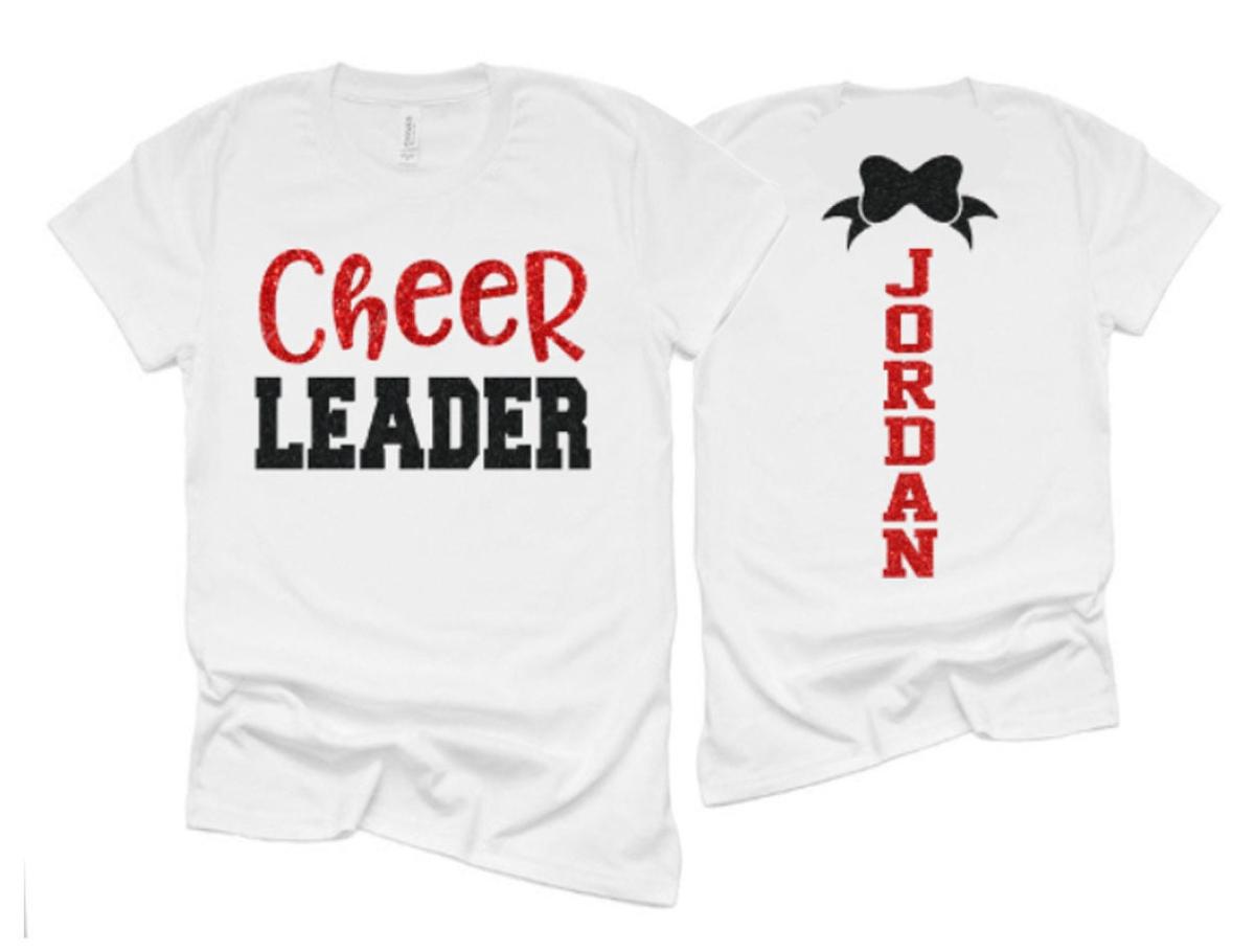 Glitter Cheer Leader Shirt |  Cheer Short Sleeve Shirt | Cheer Bling | Cheer Spirit Wear | Bella Canvas T-shirt | Youth or Adult