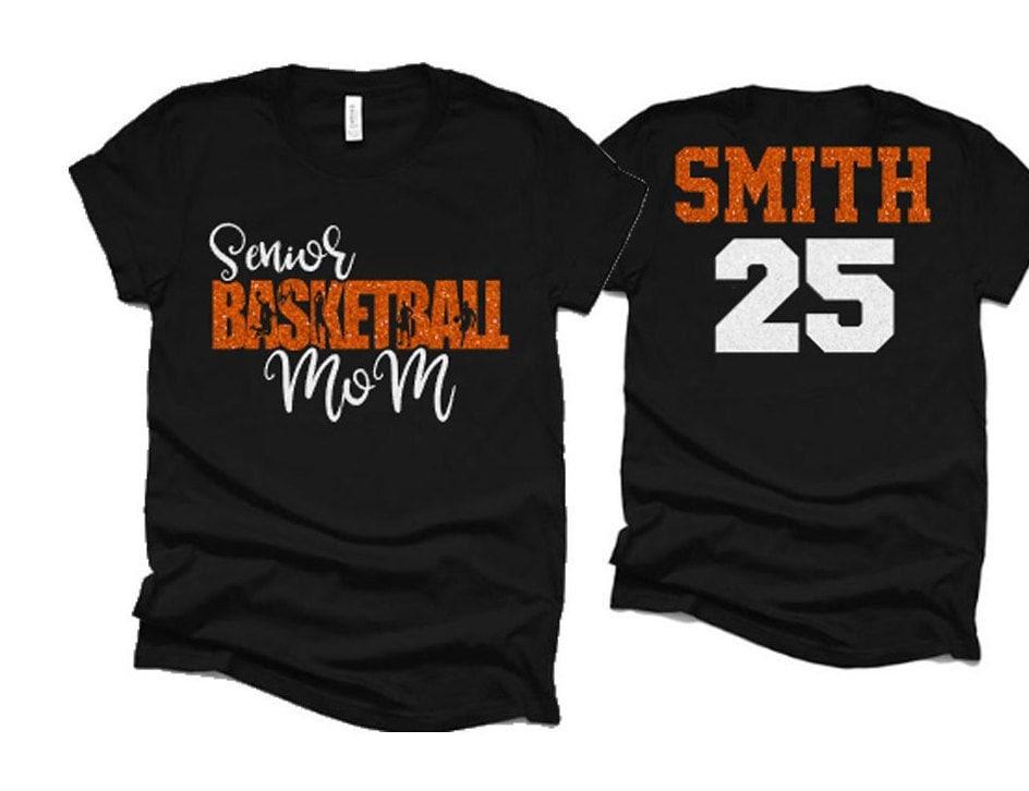 Glitter Basketball Senior Mom Shirt | Basketball Tshirts | Basketball Mom Shirts | Basketball Bling| Bella Canvas Tshirt