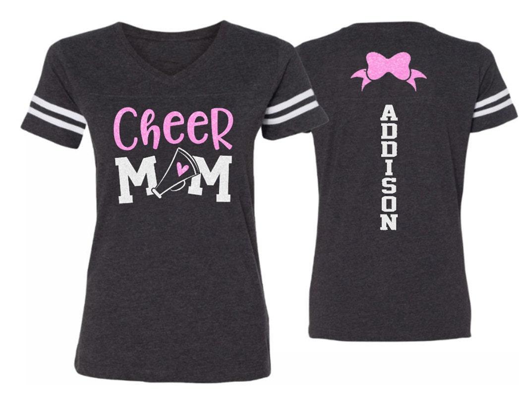 Glitter Cheer Mom Shirt | Cheer Mom V-neck Short Sleeve Shirt | Cheer Bling | Cheer Spirit Wear | Customize Colors