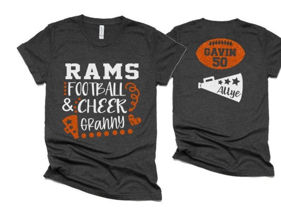 Glitter Football & Cheer Grandma Shirt |  Football and Cheer Shirts | Bella Canvas Tshirt | Short Sleeve Shirt | Customize Team and Colors