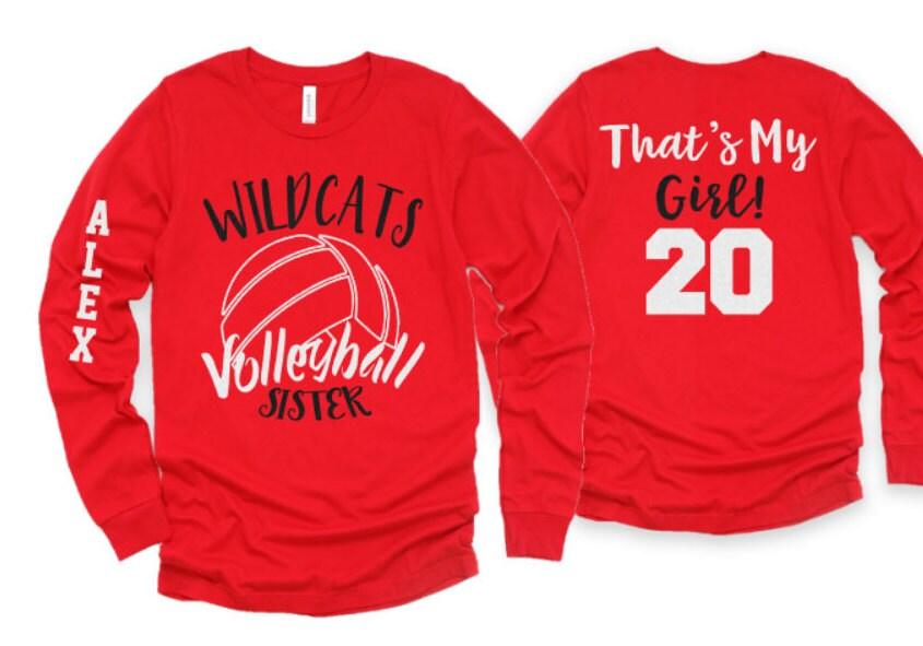 Glitter Volleyball Shirt | Volleyball Sister Shirt | Long Sleeve Volleyball Shirts | Custom Volleyball Shirts | Customize Team & Colors