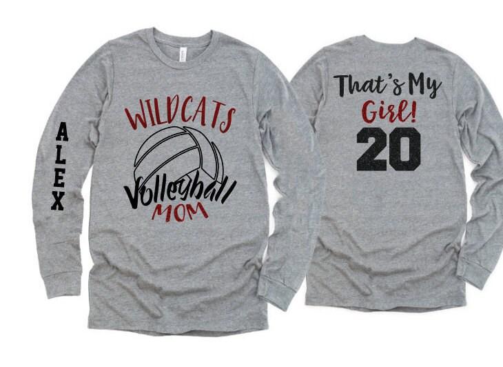 Glitter Volleyball Mom Shirt | That&#39;s My Girl | Long Sleeve Volleyball Shirts | Custom Volleyball Shirts | Customize Team & Colors