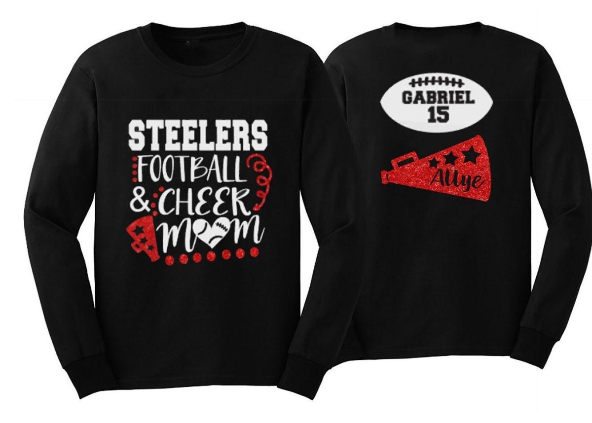 Football & Cheer Mom Shirt | Glitter Football and Cheer Long Sleeve Shirt | Customize Team and Colors