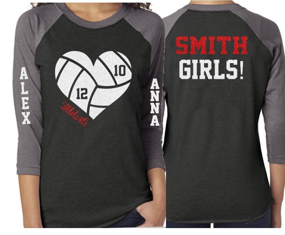 Glitter Volleyball Shirt | Volleyball Mom Shirt | Two Names Two Numbers | Customized Volleyball  Shirt Mom, Stepmom, Grandma, Aunt, Sister