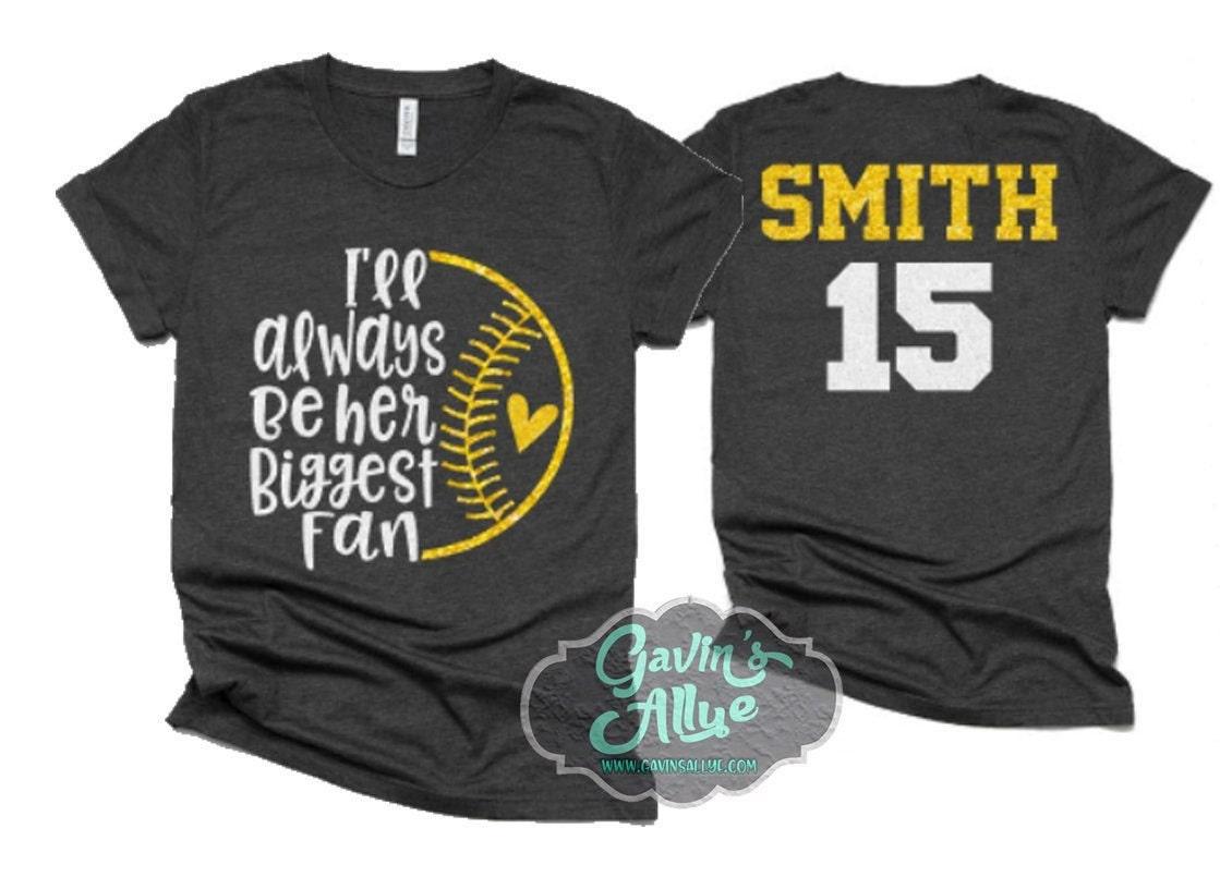 Glitter Softball Shirt | Biggest fan Shirt | Softball Shirts | Custom Softball Mom Shirts | Customize Colors