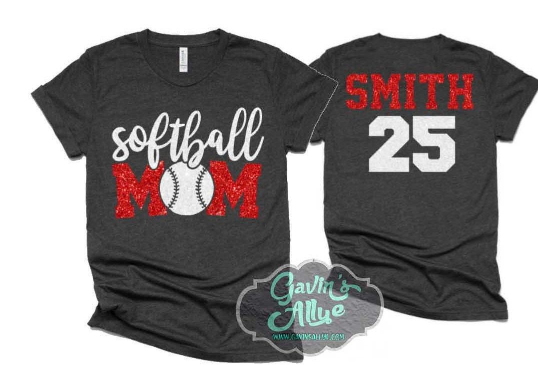 Glitter Softball Shirts | Softball Mom Shirts | Softball Shirt | Bella Canvas T Shirt  | Softball Bling