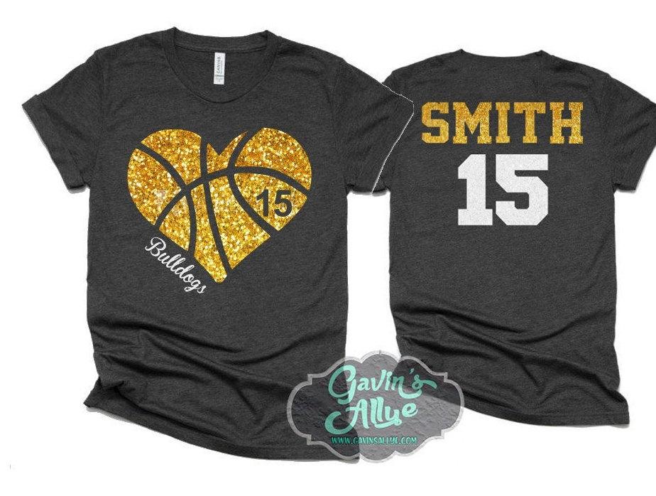 Glitter Basketball Heart Shirt | Basketball Tshirts | Basketball Mom Shirts | Basketball Bling| Bella Canvas Tshirt