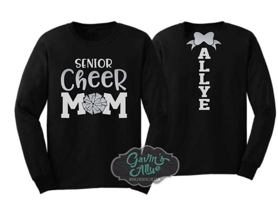Glitter Senior Cheer Mom Shirt | Cheer Shirt | Cheer Bling | Cheer Spirit Wear | Long Sleeve Shirt | Customize  Colors