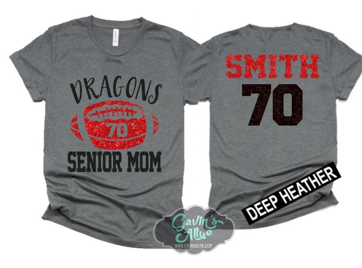 Glitter Senior Football Mom Shirt | Football Shirts | Football Spirit Wear | Bella Canvas Short Sleeve T-shirt | Customize team & colors