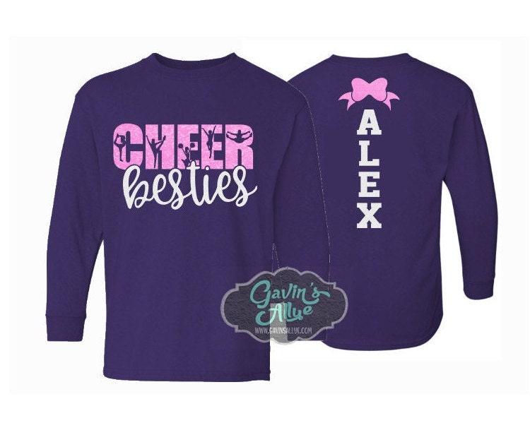 Glitter Cheer  Shirt | Cheer Besties Shirt | Cheer Bling | Cheer Spirit Wear | Long Sleeve Shirt | Customize  Colors | Youth or Adult