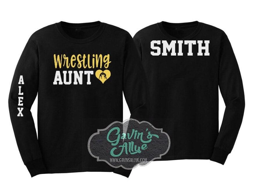 Glitter Wrestling Aunt Shirt | Wrestling Long Sleeve Shirt | Customize Colors