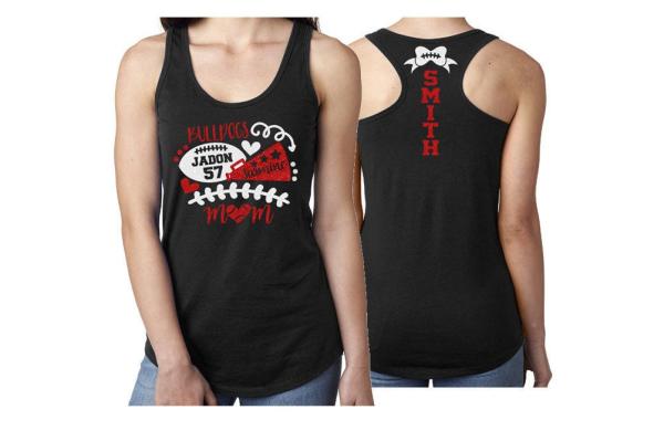Glitter Football & Cheer Tank | Cheer and Football Mom | Racer Back Tank|  Customize Team and Colors