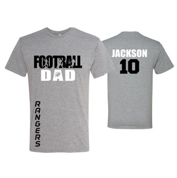 Football Dad Shirt | Football Shirts | Football Dad Shirts | Short Sleeve T-shirt or Long Sleeve | Customize your team & colors