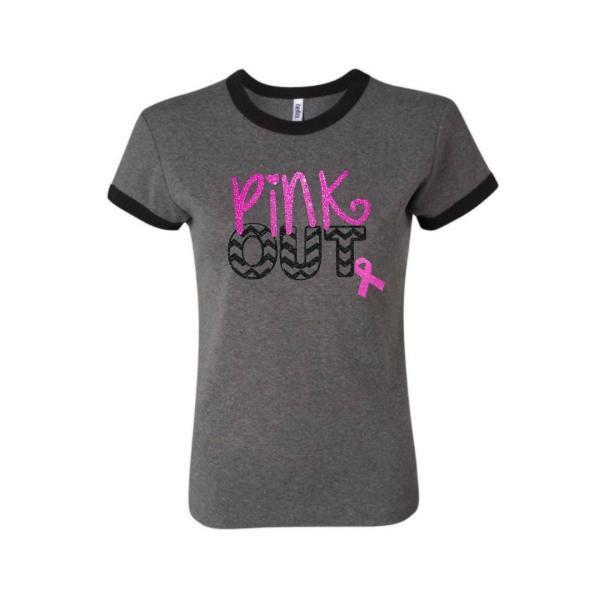 Glitter Cancer Shirt | Glitter Pink Out Shirt | Ringer T-Shirt | Cancer Awareness Shirt | Breast Cancer Tee Shirt