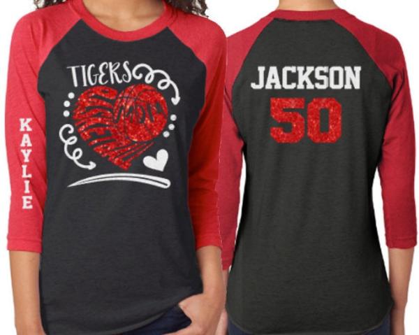 Glitter Basketball Shirt | Basketball Heart Shirt | Basketball Mom Shirt | Customize Team & Colors