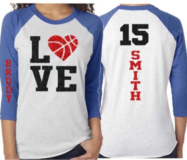 Glitter Basketball Shirt | Basketball Heart Shirt | Basketball Mom Shirt | Customize Team & Colors
