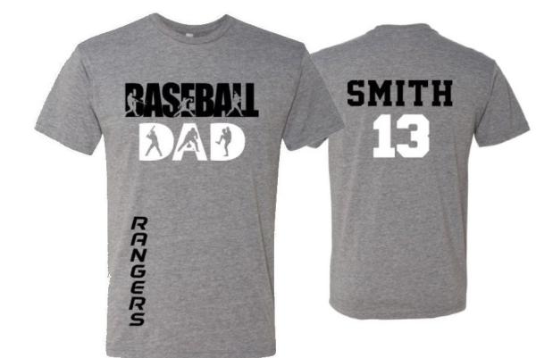 Baseball Dad Shirt | Short Sleeve T-shirt | Customize team & colors
