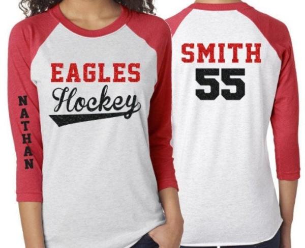 Glitter Hockey Shirt |Hockey Shirt | Hockey Spirit Wear | Hockey Bling | Customize Team & Colors | Youth or Adult