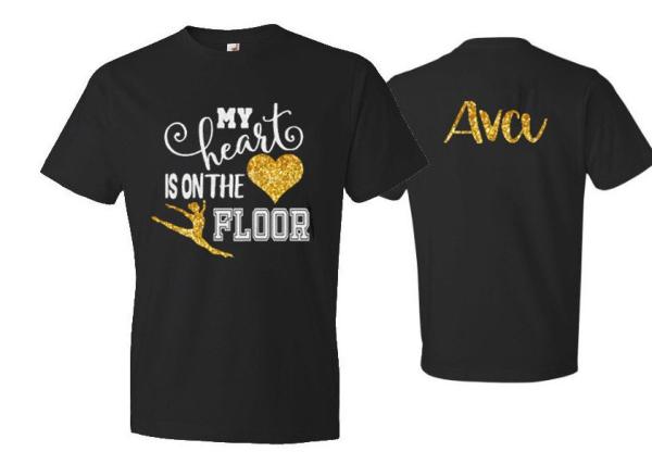 Glitter Dance Mom Shirt | My Heart is on the Floor | Dance Shirt | Bella Canvas Tshirt | Customize Colors