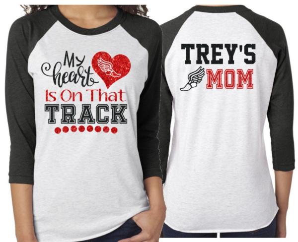 Glitter Track & Field  Shirt | 3/4 Sleeve Baseball Shirt | My Heart is on that Track