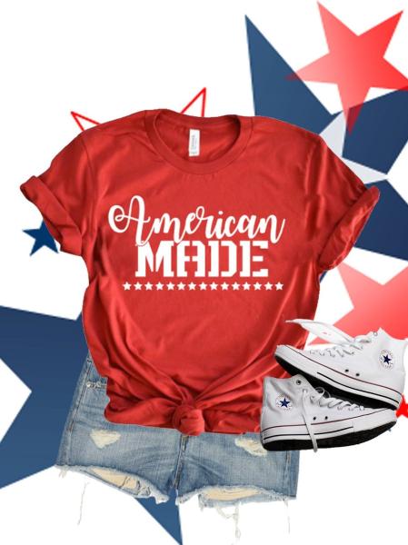 Glitter American Made Shirt | 4th of July womens shirt| Glitter 4th of July shirt | Bella Canvas 4th of July tee