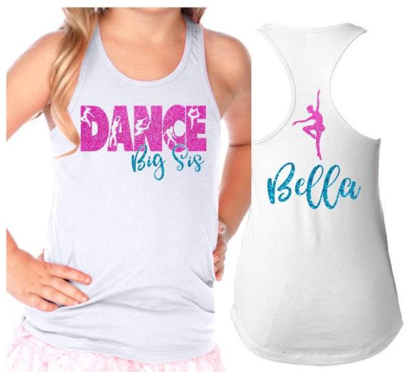 Glitter Dance Big Sis Tank Top | Dance Sister Racerback tank | Dance Bling | Customize Youth or Adult