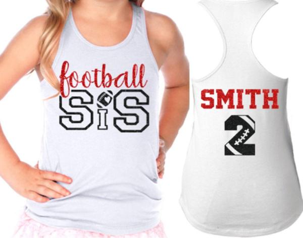 Glitter Football Sister Tank | Racerback Tank | Football Tank | Football Bling | Customize | Youth or Adult