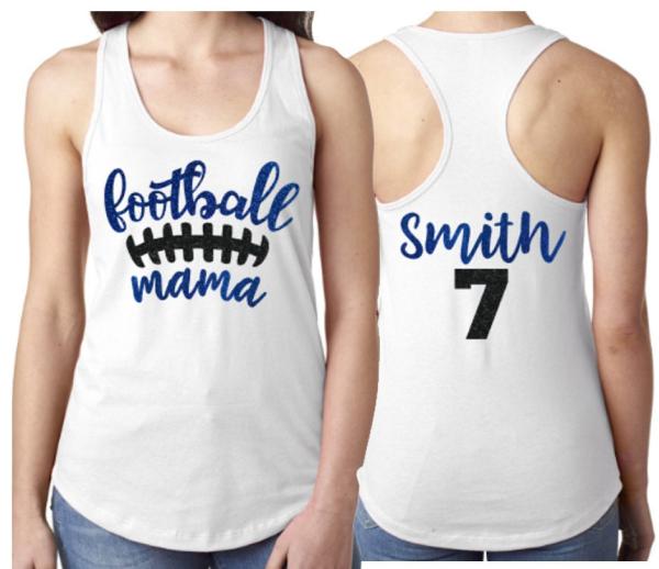 Glitter Football  Mama Tank Top | Football Tank Top | Football Racerback Tank Top | Customize