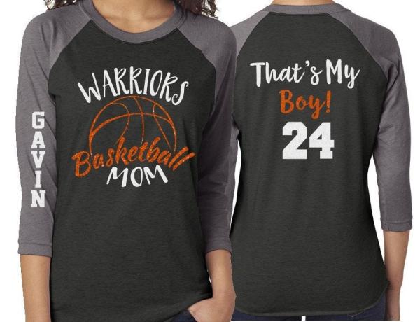 Glitter Basketball Mom Shirt | That&#39;s My Boy | Customized 3/4 Sleeve Raglan | Basketball Shirt Grandma, Aunt, Stepmom