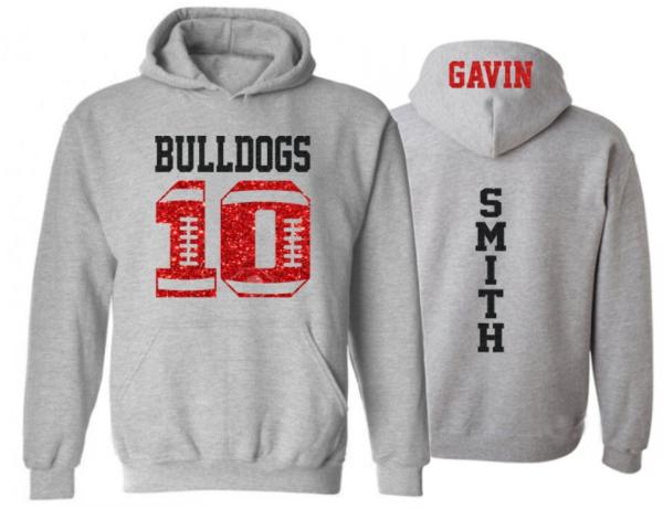 Glitter Football Hoodie | Football Hoodie | Football Mom | Customize with your Team & Colors | Adult or Youth Sizes