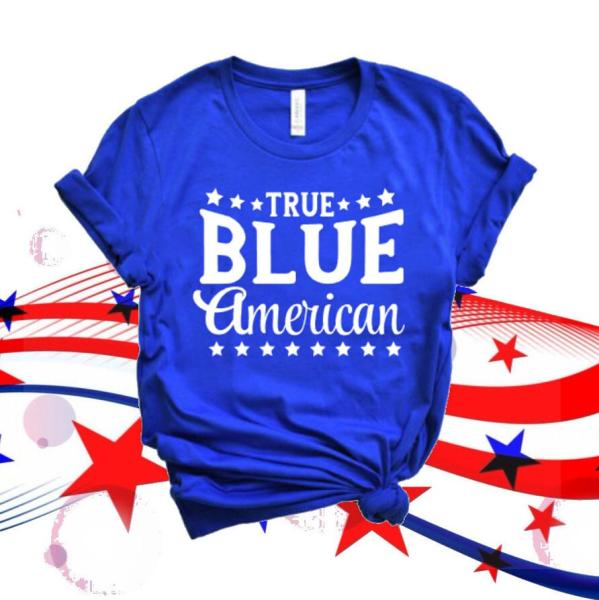Glitter True Blue American Shirt | 4th of July womens shirt| Glitter 4th of July shirt | Bella Canvas 4th of July tee