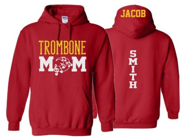 Glitter Trombone Mom Hoodie | Band Hoodie | Band Shirts | Customize with your Colors