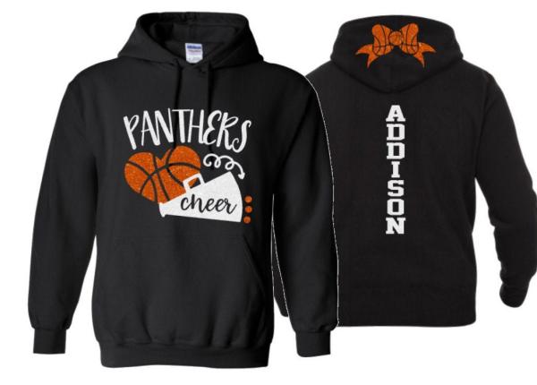 Glitter Basketball Cheer Hoodie | Cheer Hoodie | Cheer Bling | Cheer Spirit Wear | Customize  Team & Colors | Youth or Adult