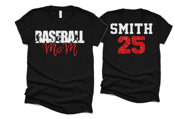 Glitter Baseball Mom Shirts | Baseball Shirt | Bella Canvas Tshirt | Baseball Spiritwear | Customize Your Colors