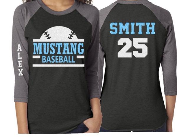 Glitter Baseball Shirt | 3/4 Sleeve Shirt | Customized Baseball Mom Shirt