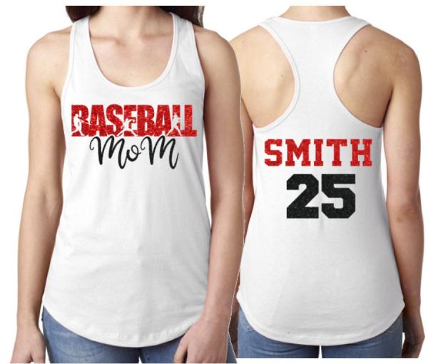 Glitter Baseball Tank Top | Custom Baseball  Tank Top | Racerback Tank | Baseball Bling | Customize  Colors, Number, Name, & Team Name