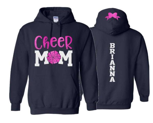 Glitter Cheer Hoodie | Cheer Mom Hoodie | Cheer Bling | Cheer Spirit Wear | Customize  Team & Colors