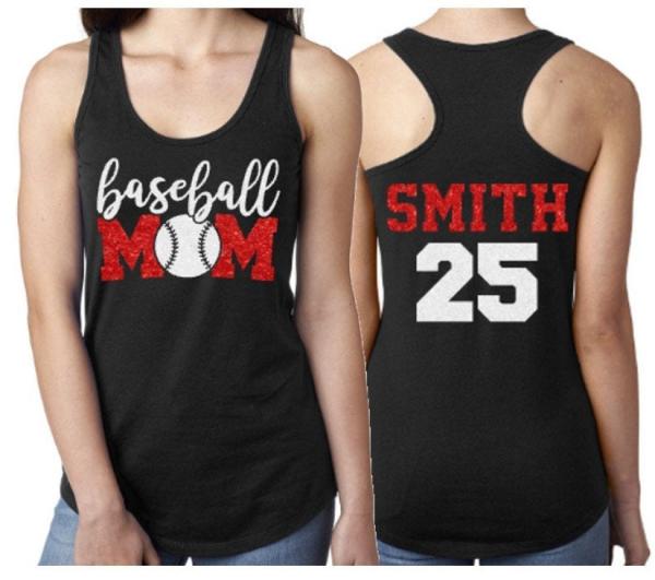Glitter Baseball Tank Tops | Baseball Mom Tank Top | Baseball Shirts | Racer back Tank | Softball Tank