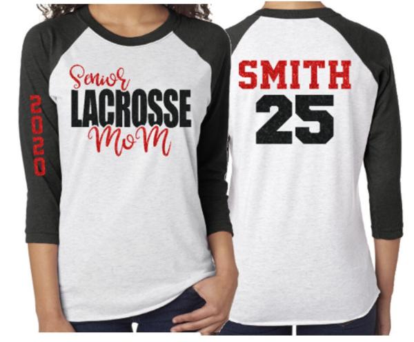 Glitter Senior Lacrosse Mom shirt | Lacrosse Shirts | Glitter Lacrosse Mom shirt | Lacrosse Bling | Lacrosse Spirit Wear | Customize Colors