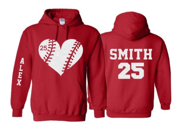 Glitter Baseball Hoodie | Customize with your Team & Colors | Adult or Youth Sizes