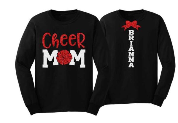 Glitter Cheer Mom Shirt | Cheer Shirt | Cheer Bling | Cheer Spirit Wear | Long Sleeve Shirt | Customize  Colors