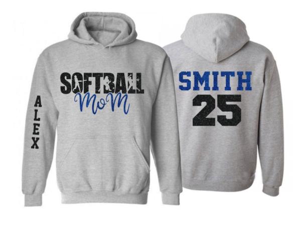 Glitter Softball Hoodie | Softball Mom Hoodie | Softball Hoodie | Customize with your Colors