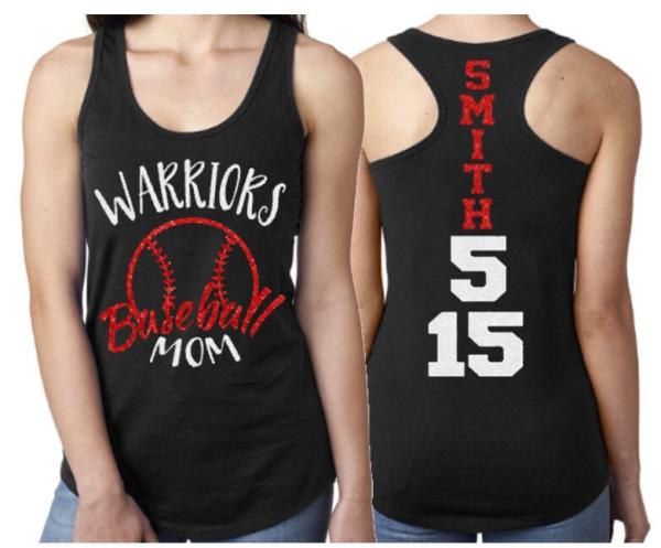 Glitter Baseball Shirts | Baseball Mom Shirts | Two Numbers | Baseball Mom Tank Top | Racerback Tank | Baseball Bling
