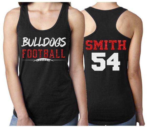 Glitter Football Tank Top | Football Tank Tops | Football Shirts | Racerback Tank | Youth or Adult
