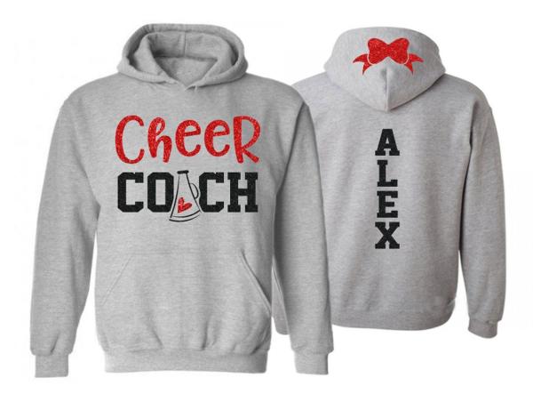 Glitter Cheer Coach Hoodie | Cheer Hoodie | Cheer Bling | Cheer Spirit Wear | Customize  Team & Colors | Youth or Adult