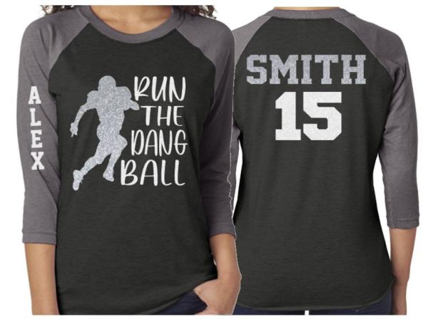 Glitter Football Shirt | Run the Dang Ball | Football Shirts | Football Spirit Wear | Football Bling | Youth or Adult